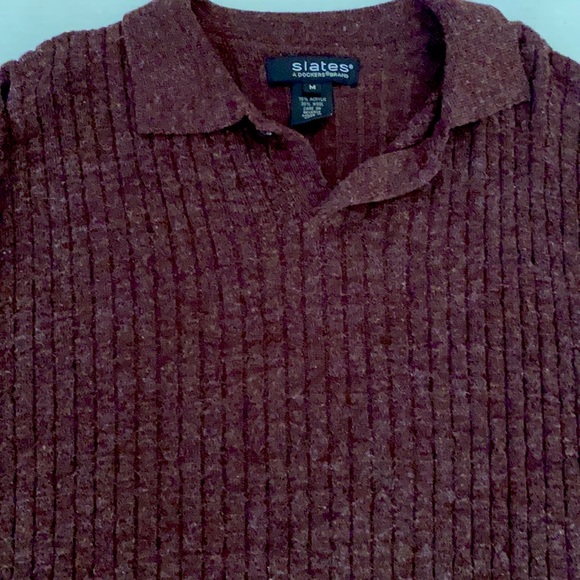 Slate by Dockers Men M Pullover Collar  Cable Wine Sweater 70% Acrylic 30% Wool - Picture 2 of 4